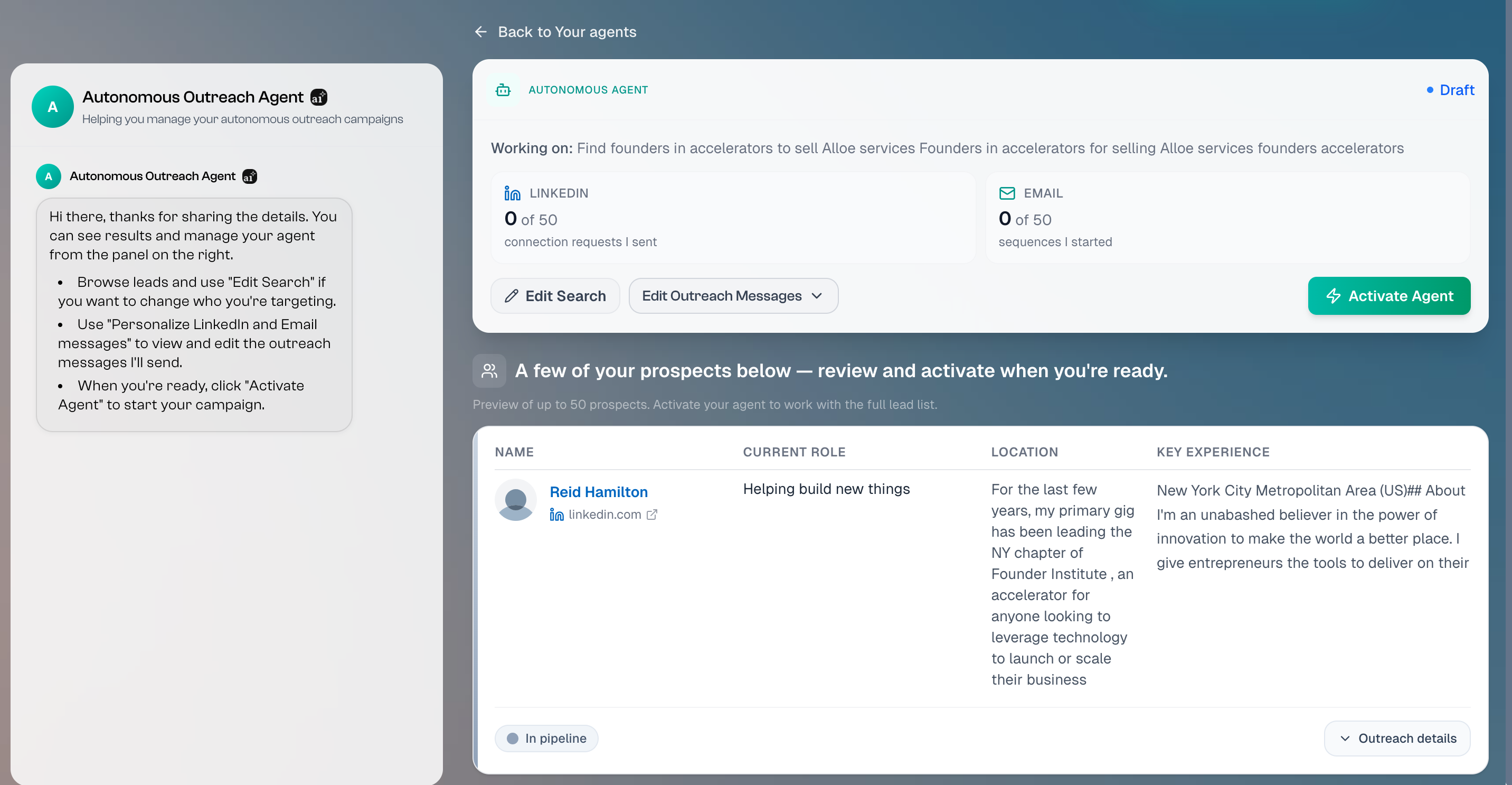 Autonomous agent dashboard